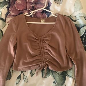 SHEIN Brown long-sleeve crop top girls(10y).